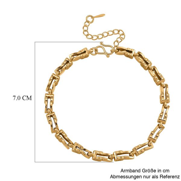 Klassisches Gliederarmband, S-Hakenverschluss mit Verl&auml;ngerungskette, nickelfreies Messing, ca. 18-21 cm, Goldfarben image number 6
