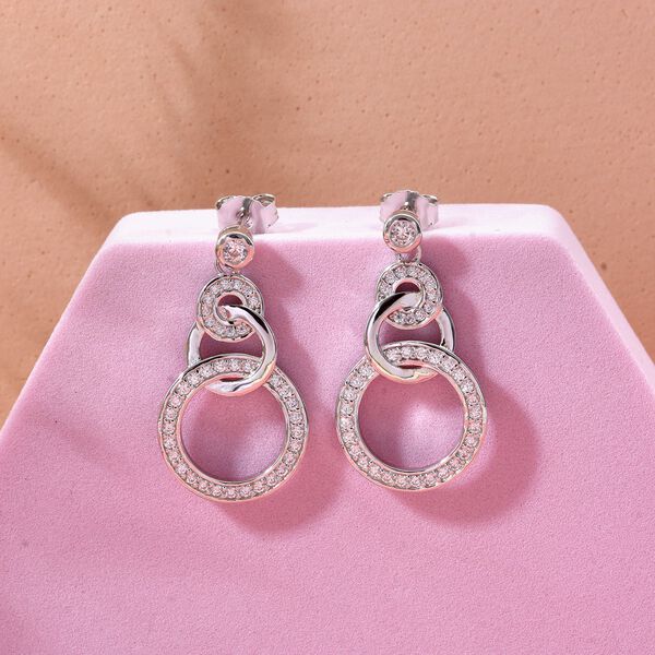 Lustro Stella Weißer Zirkonia Ohrringe 925 Silber rhodiniert image number 1