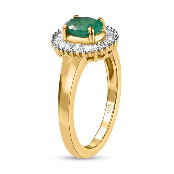 Kagem sambischer Smaragd, Moissanit Ring, 925 Silber vergoldet (Gr&ouml;&szlig;e 19.00) ca. 1.43 ct image number 5