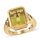 Ouro Verde-Quarz und Natürlicher Chromdiopsid Ring 925 Silber vergoldet image number 3