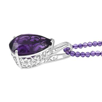 D'Joy AA Afrikanischer Amethyst Schmuckset ca. 50 cm 925 Silber rhodiniert ca. 58.90 ct