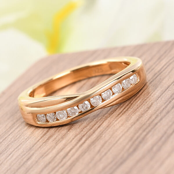 Wei&szlig;er Diamant P Ring 925 Silber Vermeil YG ca. 0,25 ct. image number 2