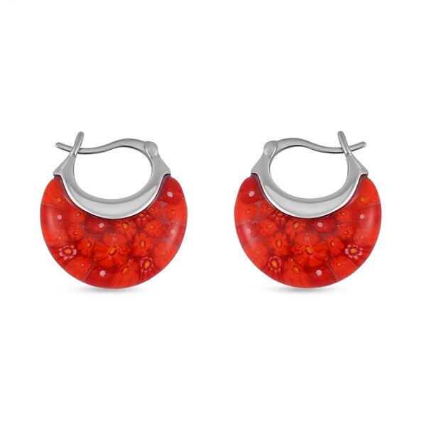 Rote Huggie-Ohrringe im Murano-Stil image number 10