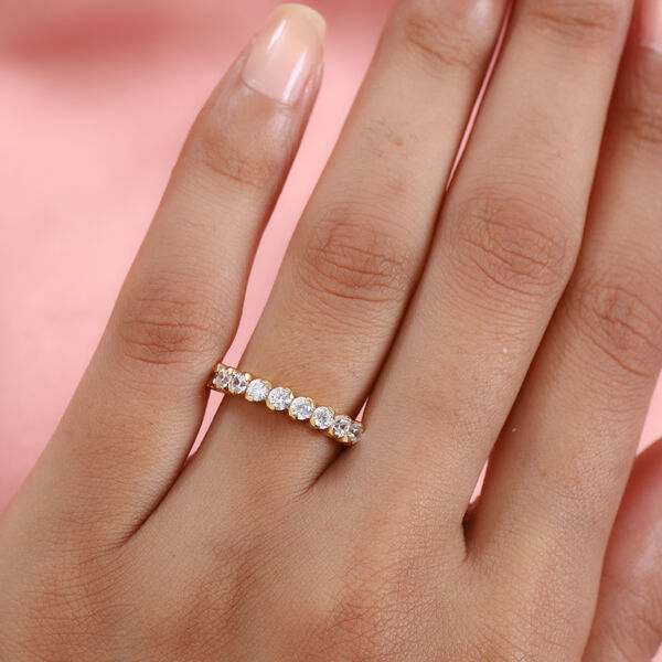 LUSTRO STELLA Hergestellt mit ZIRKONIA Band Ring 925 Silber 585 Vergoldet (Gr&ouml;&szlig;e 16.00) ca. 1,50 ct image number 3