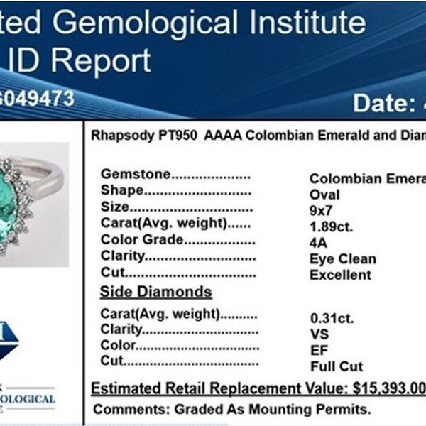 RHAPSODY AAAA kolumbianischer Smaragd und wei&szlig;er Diamant-Ring, VS E-F, 950 Platin  ca. 2,20 ct image number 7