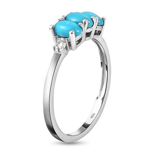 Amerikanischer, nat&uuml;rlicher Sleeping Beauty T&uuml;rkis und wei&szlig;er Diamant-Ring, 925 Silber platiniert  ca. 0,76 ct image number 5