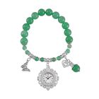 STRADA - Japanisches Uhrwerk, Grüner Aventurin, Weißer Kristall Flexible Uhr 18.5 cm 316L Edelstahl ca. 25.30 ct