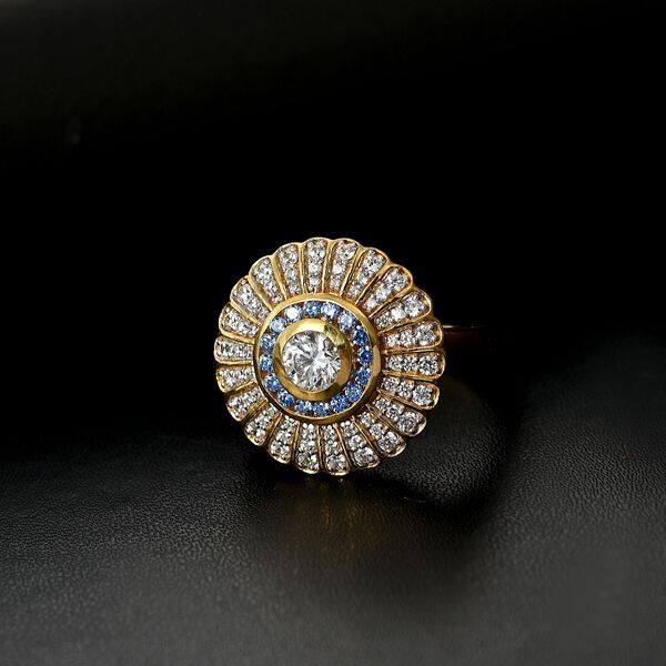 J Francis gefertigt mit SWAROVSKI- Blauer und weißer Swarovski Zirkonia Ring image number 3