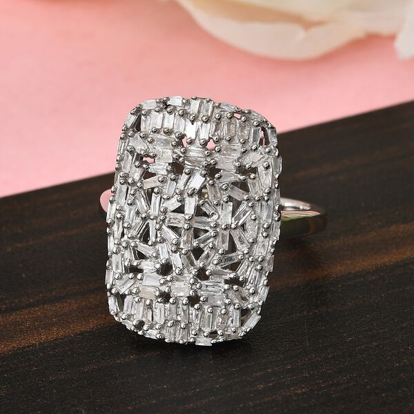 Diamant Cluster Ring 925 Silber Platin-&Uuml;berzug image number 2