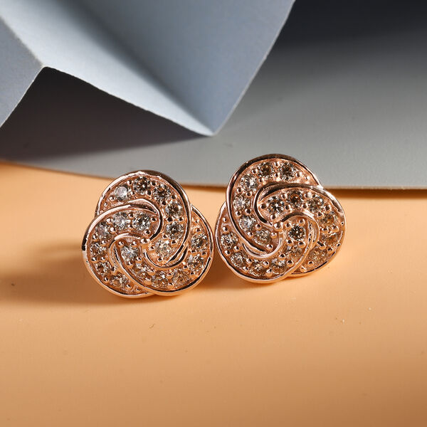 Champagner Zirkonia Ohrringe Messing Rosevergoldet ca. 1,66 ct image number 2