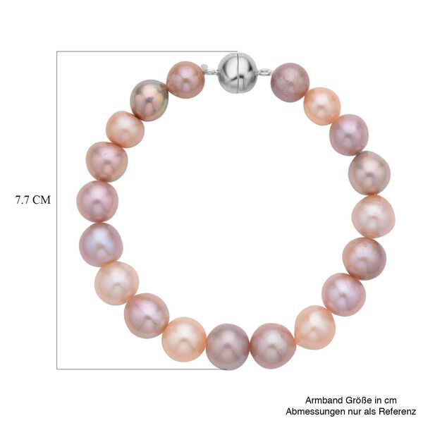 Mehrfarbiges Edison Perlen Armband, (8-11mm), ca. 20 cm, 925 Silber rhodiniert image number 5