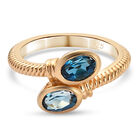 London Blau Topas Bypass Ring 925 Silber vergoldet  ca. 1,36 ct image number 0