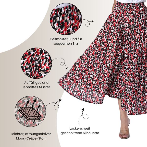 Weit geschnittene Freizeithose, Smockbund, 85x39cm, Weiß und rot image number 3