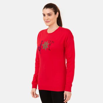 100% Baumwoll-Flanell Strick Sweatshirt mit Applikation, Rot Gr&ouml;&szlig;e 40