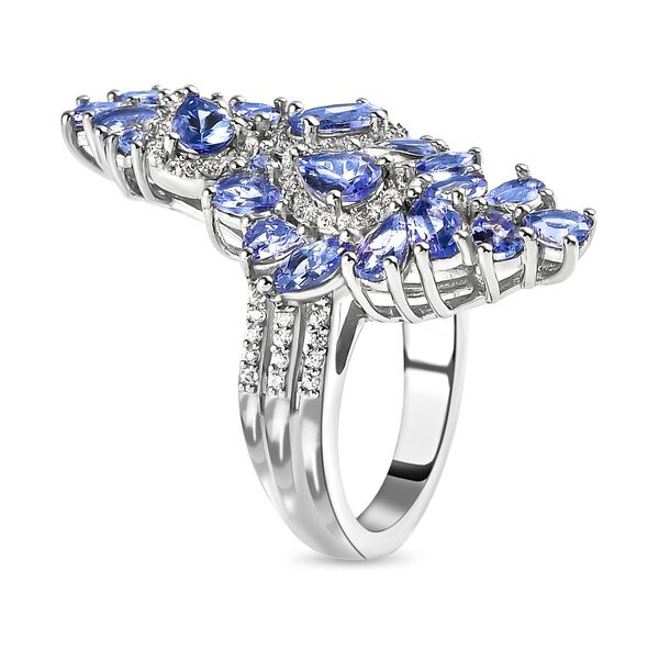 Tansanit und Zirkon-Cluster-Ring - 4,20 ct. image number 5