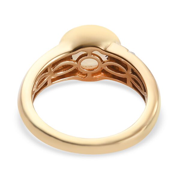Nat&uuml;rlicher &Auml;thiopischer Opal und Zirkon Solit&auml;r Ring 925 Silber 585 Vergoldet image number 5