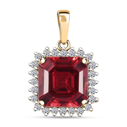 AAA Lab Grown Padparadscha Saphir, Lab Grown Diamant Anhänger 417 Gold ca. 5,86 ct. image number 0