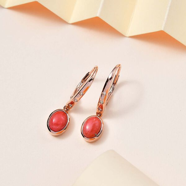 AAA Oregon Sonnenaufgang Pfirsich Opal, Wei&szlig;er Zirkon Ohrringe 925 Silber Ros&eacute;gold Vermeil ca. 1,93 ct. image number 2