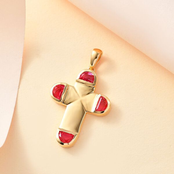 Sunset Triplett Quarz Kreuz Anh&auml;nger - 2,37 ct. image number 2