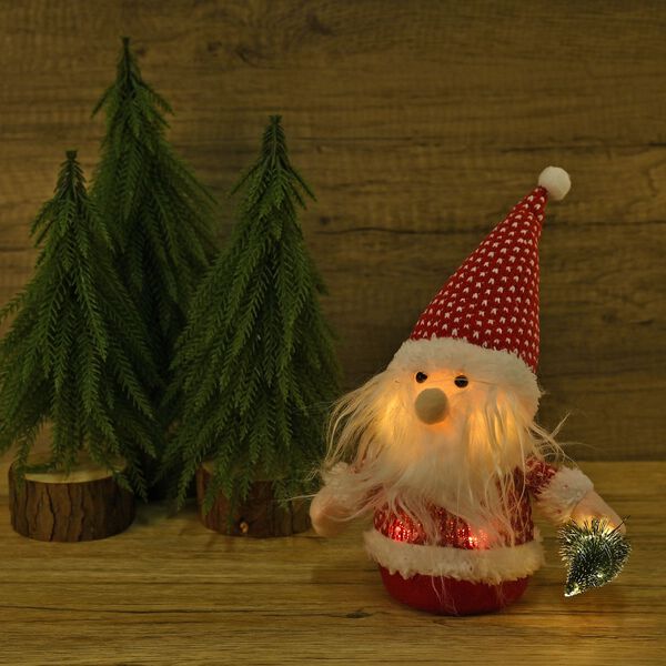 Weihnachtsmann mit LED lichter und Tannenbaum, 25 cm, 3AAA (nicht inkl.), Rot image number 2