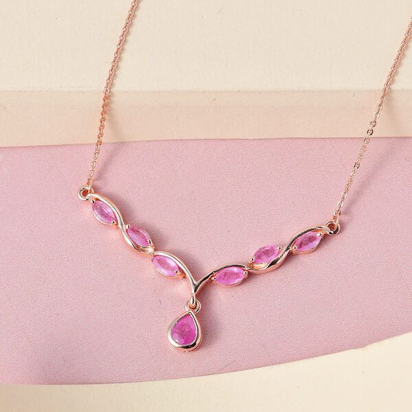 Ilakaka rosa Saphir (Fissure gefüllt) Collier, ca. 45 cm, 925 Silber rosévergoldet ca. 1.38 ct image number 3