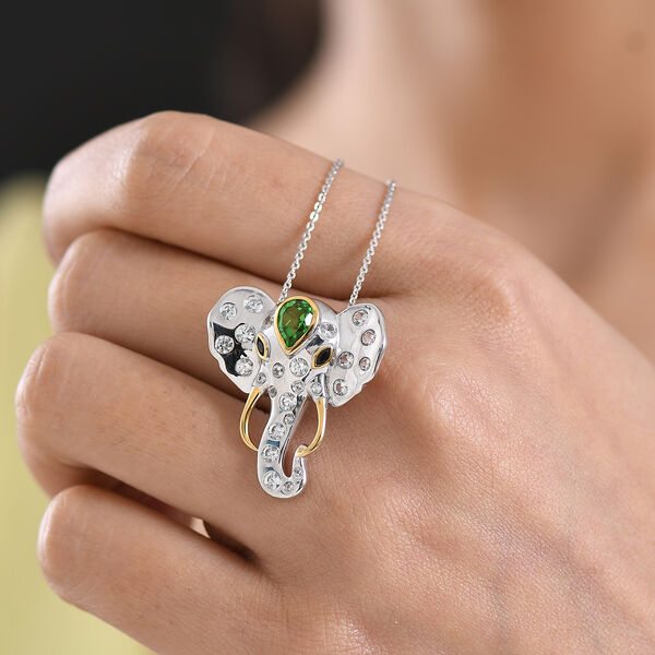 GP - Chartreuse Quarz, Wei&szlig;er Zirkon Schmuckset ca. 50 cm 925 Silber rhodiniert, 925 Silber Rhodiniert und 750 Gelbgold Vermeil ca. 2.66 ct image number 3