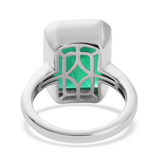 Gr&uuml;ner Onyx Solit&auml;r Ring 925 Silber Platin-&Uuml;berzug image number 5