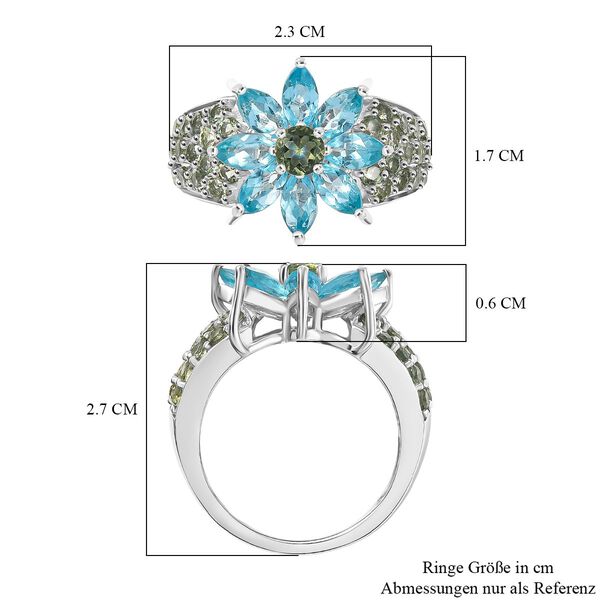 Djoy Betroka Blauer Apatit, Nat&uuml;rlicher gr&uuml;ner Apatit Ring 925 Silber rhodiniert (Gr&ouml;&szlig;e 20.00) ca. 3.84 ct image number 7