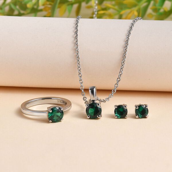 3er-Set- Russisches Diopsid kubisches Zirkonia-Schmuckset - 2,36 ct. image number 2