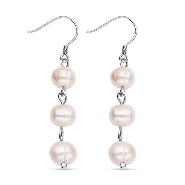 Weiße Süßwasserperlen-Ohrringe, 925 Silber rhodiniert image number 4