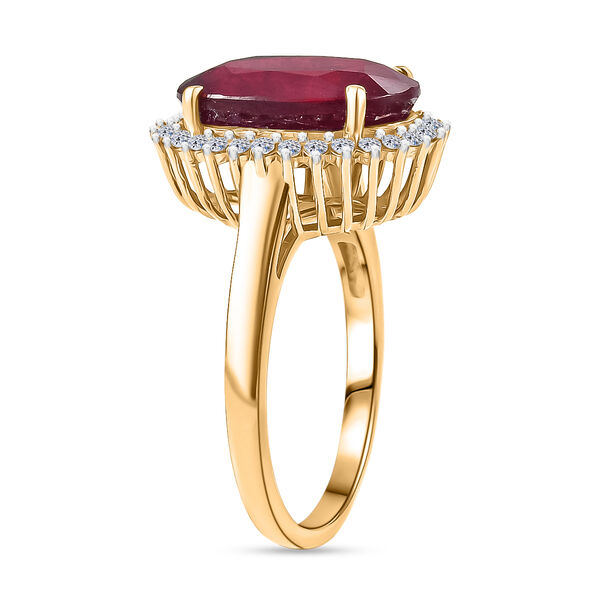 LUXURIANT - AA Niassa Rubin, Lab Grown Diamant Ring 925 Silber 750 Gelbgold Vermeil (Gr&ouml;&szlig;e 17.00) ca. 8,95 ct image number 4