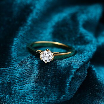 LUXURIANT SGL zertifizierter VS-EF Labor Diamant Ring, 925 Silber 750 Gelbgold Vermeil - 0,50 ct.