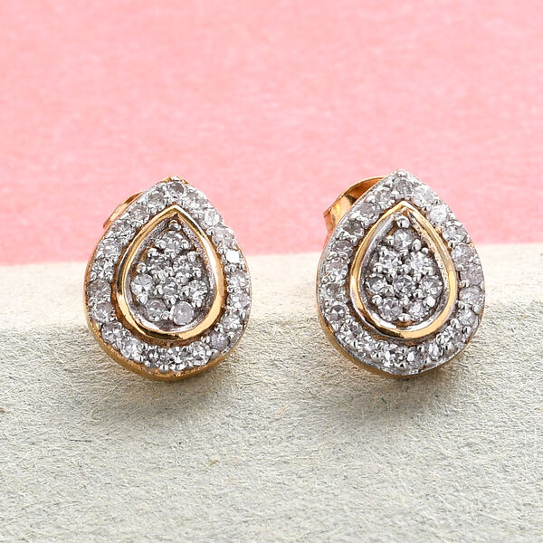 Diamant Halo Ohrstecker in Silber image number 2