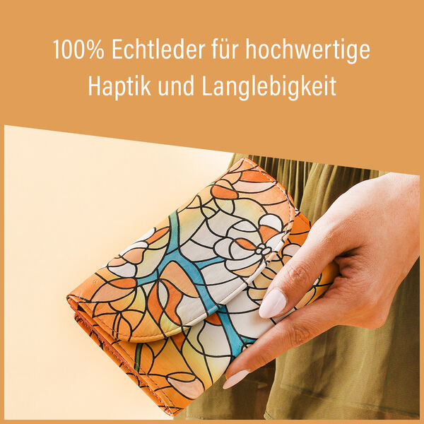 SUKRITI - Geldb&ouml;rse aus Echtleder mit Blumenmuster, Gelb image number 10