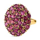 Rhodolith Granat Ring, 925 Silber Gelbgold Vermeil (Gr&ouml;&szlig;e 17.00) ca. 6,98 ct