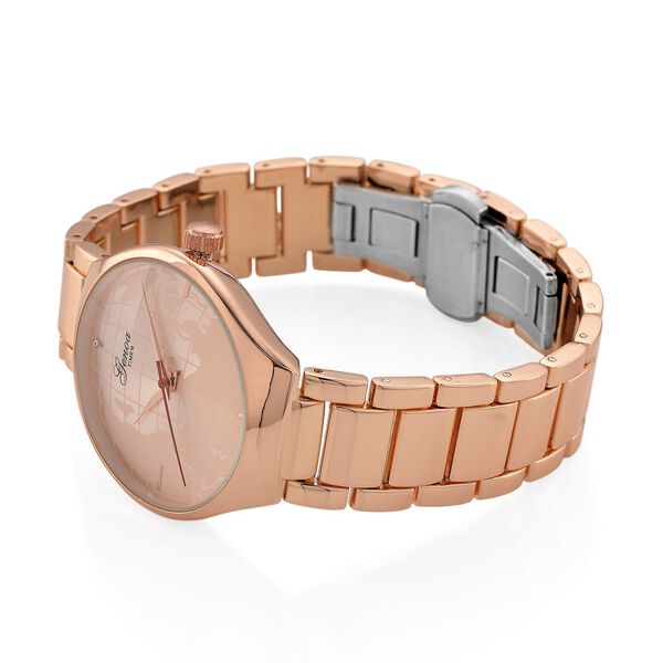 GENOA - Wei&szlig;er Diamant Uhr mit Japanisches Uhrwerk, 3 ATM Wasserdicht, 316L Edelstahl, Rose image number 5