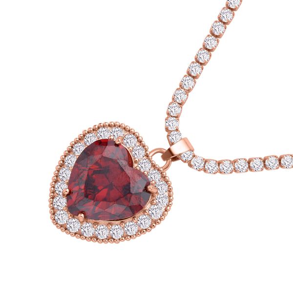 Granat Zirkonia Herz-Halskette 50 cm ca. 13,00 ct image number 3