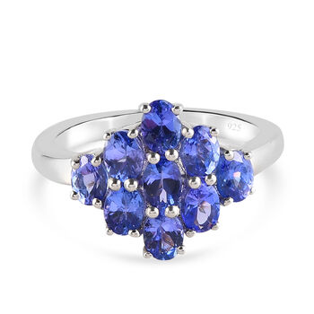 AAA Tansanit-Ring, 925 Silber platiniert (Gr&ouml;&szlig;e 16.00) ca. 1.89 ct