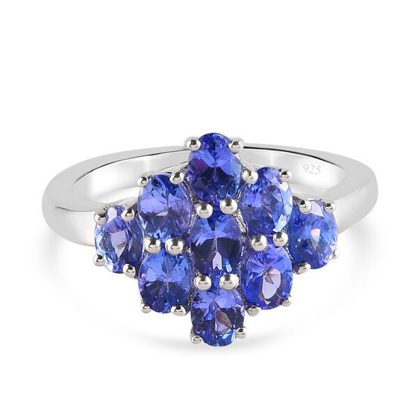 AAA Tansanit-Ring, 925 Silber platiniert  ca. 1,89 ct