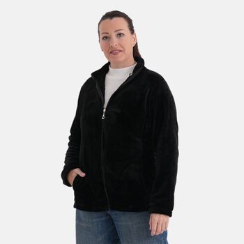 LA MAREY Jacke aus Samt mit Rei&szlig;verschluss, Gr&ouml;&szlig;e S/M, Schwarz