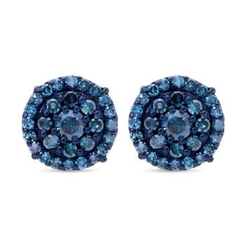 Blauer Diamant Ohrringe 925 Silber platiniert ca. 0.50 ct