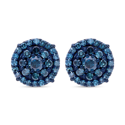 Blauer Diamant Ohrringe 925 Silber platiniert ca. 0.50 ct image number 0