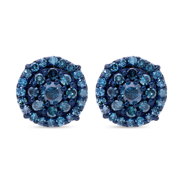 Blauer Diamant Ohrringe 925 Silber platiniert ca. 0.50 ct