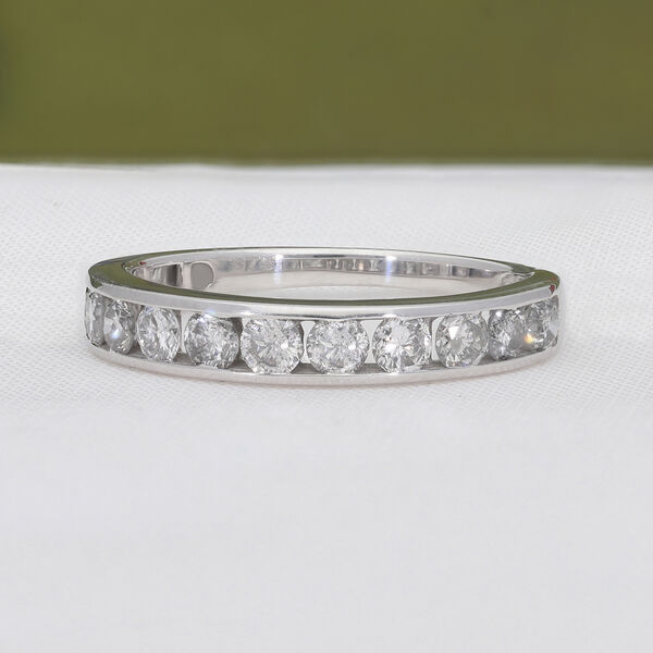 Diamant zertifiziert I2-I3/G-H Half Eternity Ring 375 Wei&szlig;gold image number 2