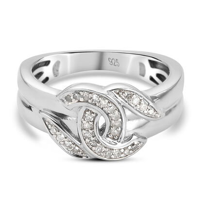 Diamant Ring 925 Silber platiniert (Größe 16.00) ca. 0,15 ct