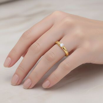 LUXURIANT VS-EF Labor Diamant Ring, 925 Silber Gelbgold Vermeil - 0,20 ct.