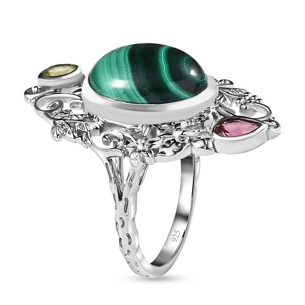 AA Malachit, Rhodolith Granat und Peridot Ring- 8,45 ct. image number 5