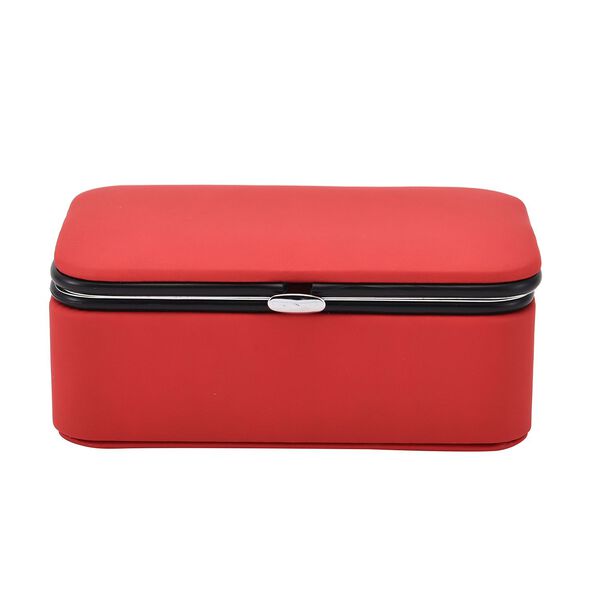 Schmuck-Organizer mit Anlaufschutz Futterung, 12x7,5x5 cm, Rot image number 1