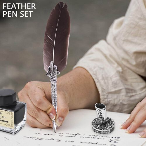 Antikes Federstift-Geschenkset in Braun image number 1