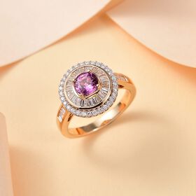 LUXORO zertifiziert und geprüft AAA rosa Saphir und Diamant Ring in 585 Gold - 1,65 ct.